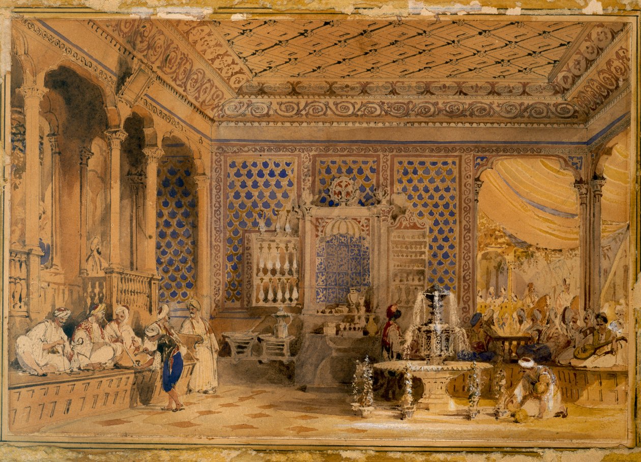 Interiör av en turkisk kafé, Konstantinopel, 1838 av Thomas Allom