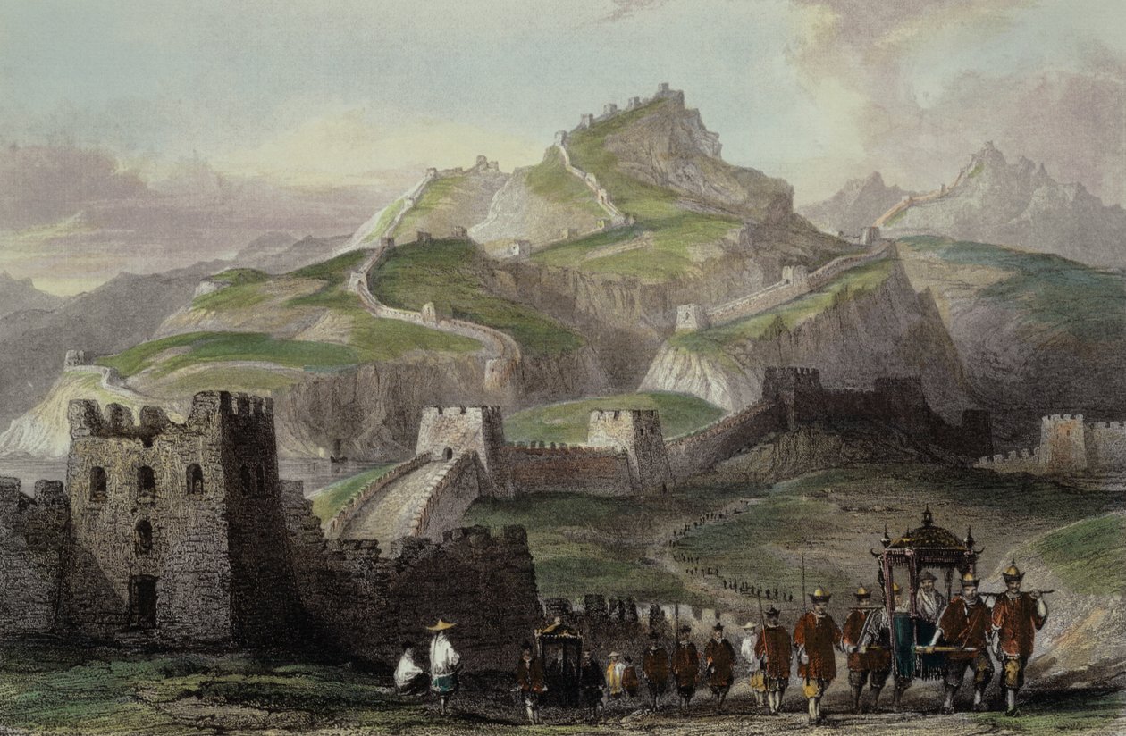 Kinesiska muren, från "China in a Series of Views" av George Newenham Wright (ca 1790-1877) 1843 av Thomas Allom