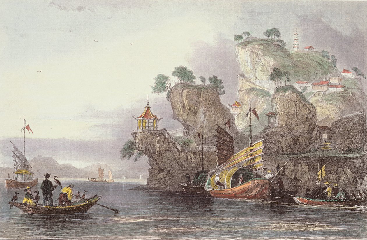 Det kejserliga palatset i Tseaou-Shan, från "Kina i en serie vyer" av George Newenham Wright (ca 1790-1877) 1843 av Thomas Allom