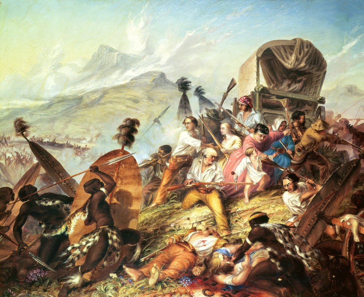 Slaget vid Blauwkrantz, 1838 av Thomas Baines