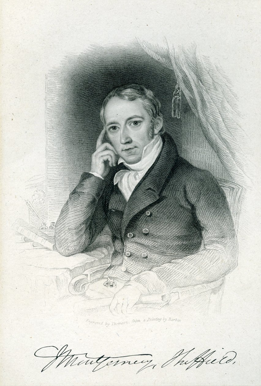 Porträtt av James Montgomery, ca 1820 av Thomas Barber