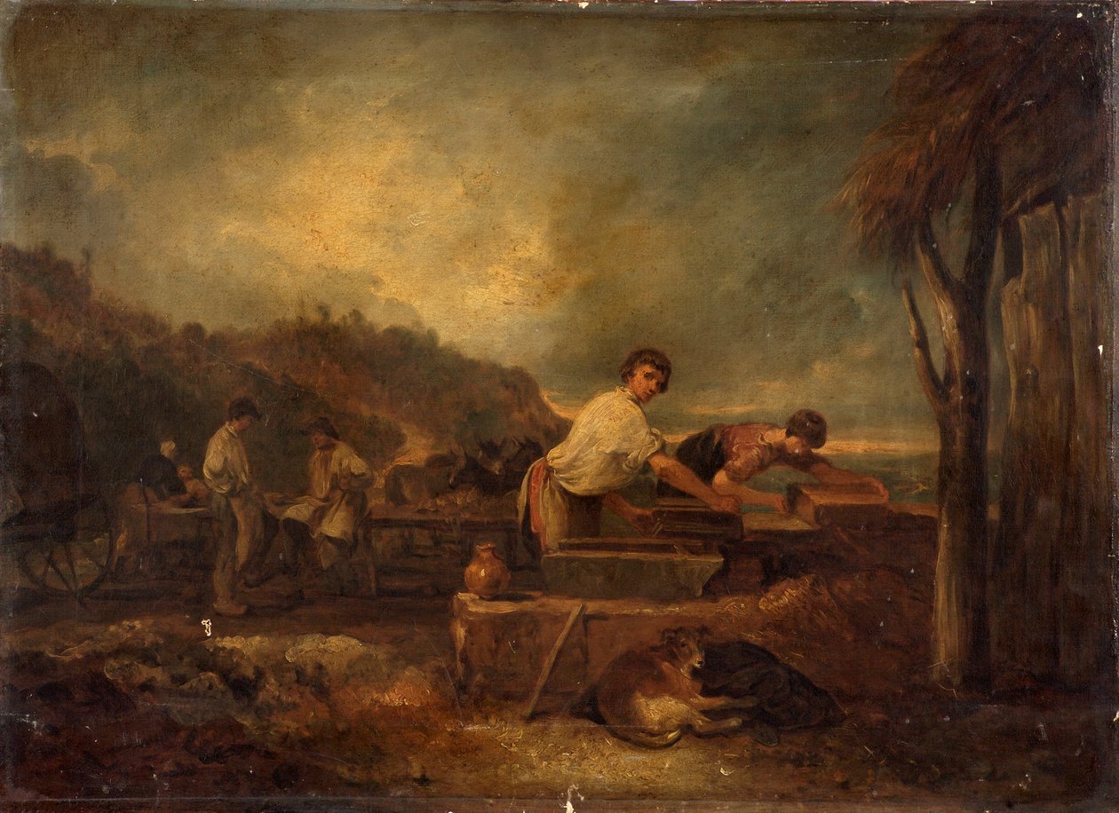 Landskap med frimurare på jobbet av Thomas Barker of Bath