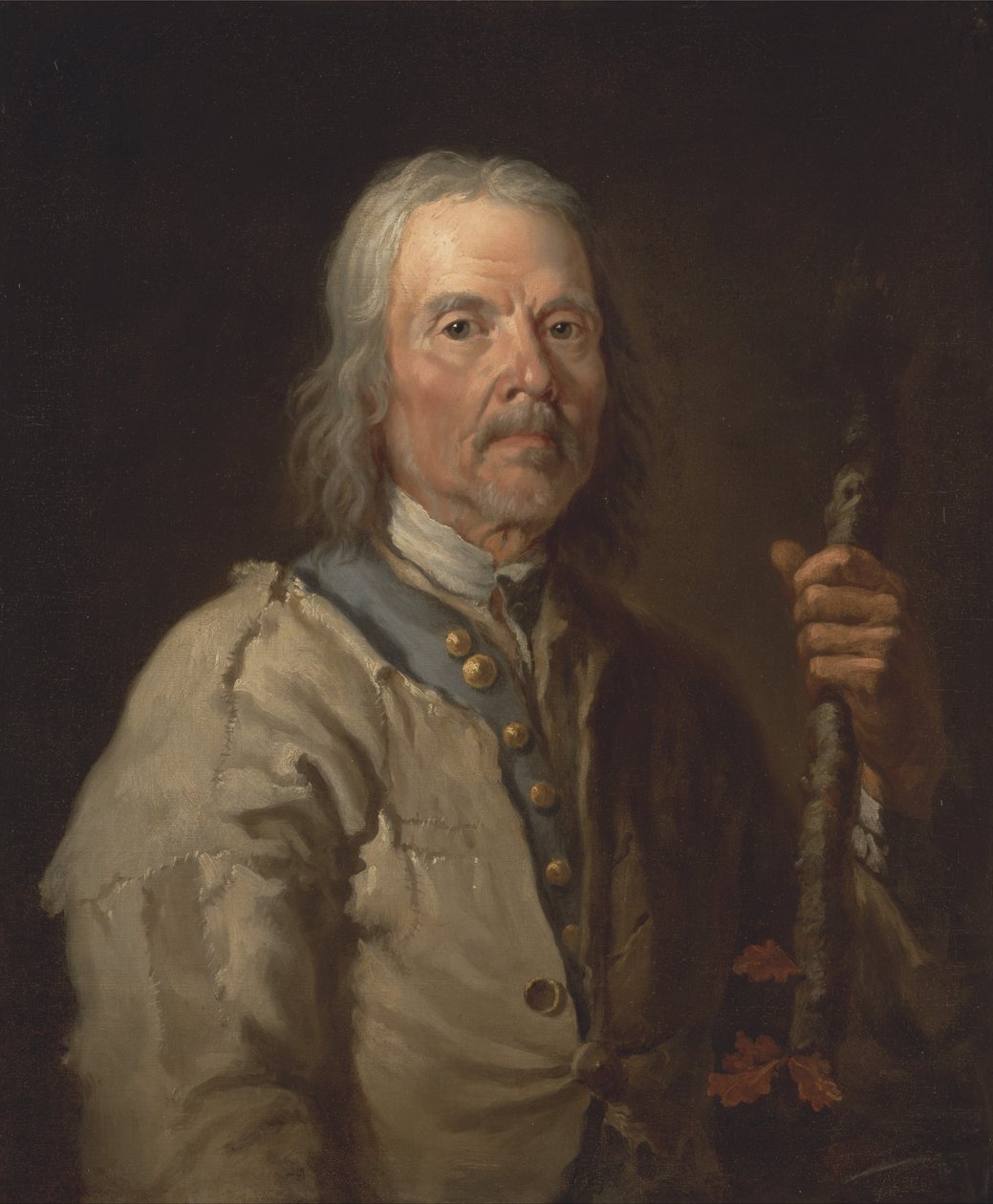Man som håller en personal av Thomas Barker of Bath