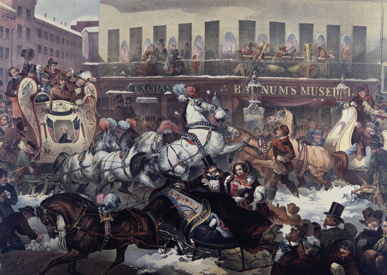 Släde i New York 1855 av Thomas Benecke