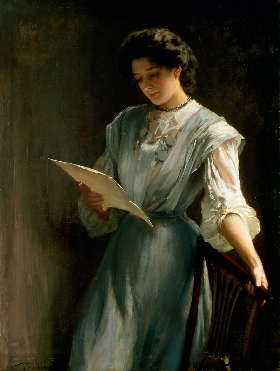 Läsning av brevet av Thomas Benjamin Kennington
