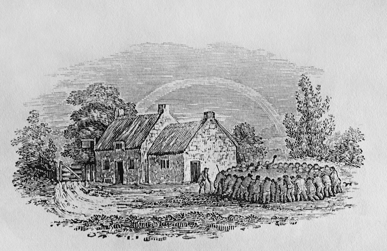 Tuppkamp utanför ett värdshus, ca 1801, från 
