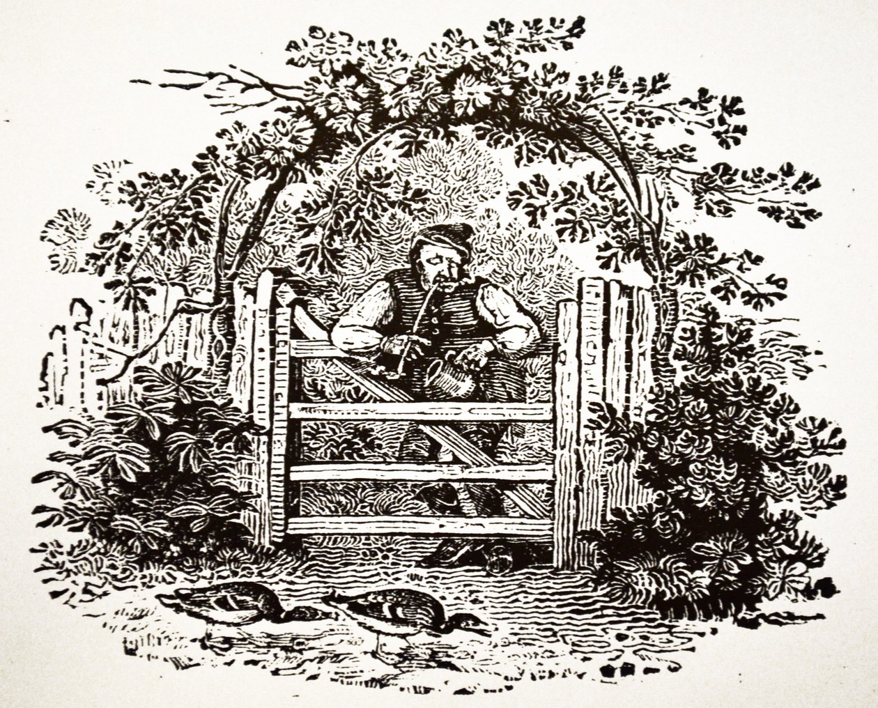 Landsman röker en kyrkvärd, 1804 av Thomas Bewick