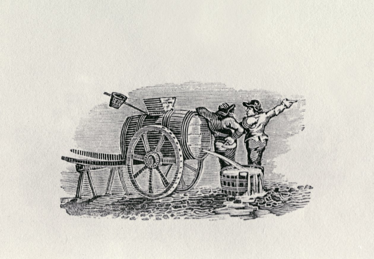 Två män med en fatvagn (trägravyr) av Thomas Bewick