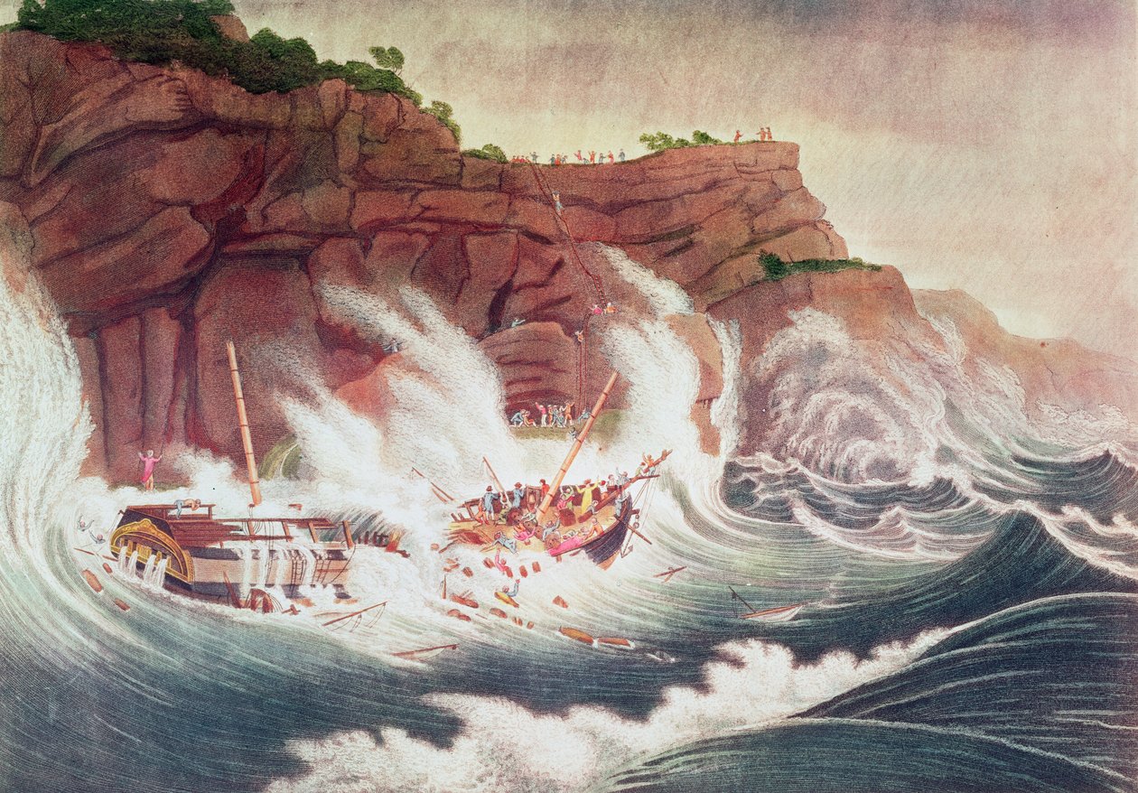 Förlusten av paketfartyget Albion, graverat av C. Tiebout av Thomas Birch