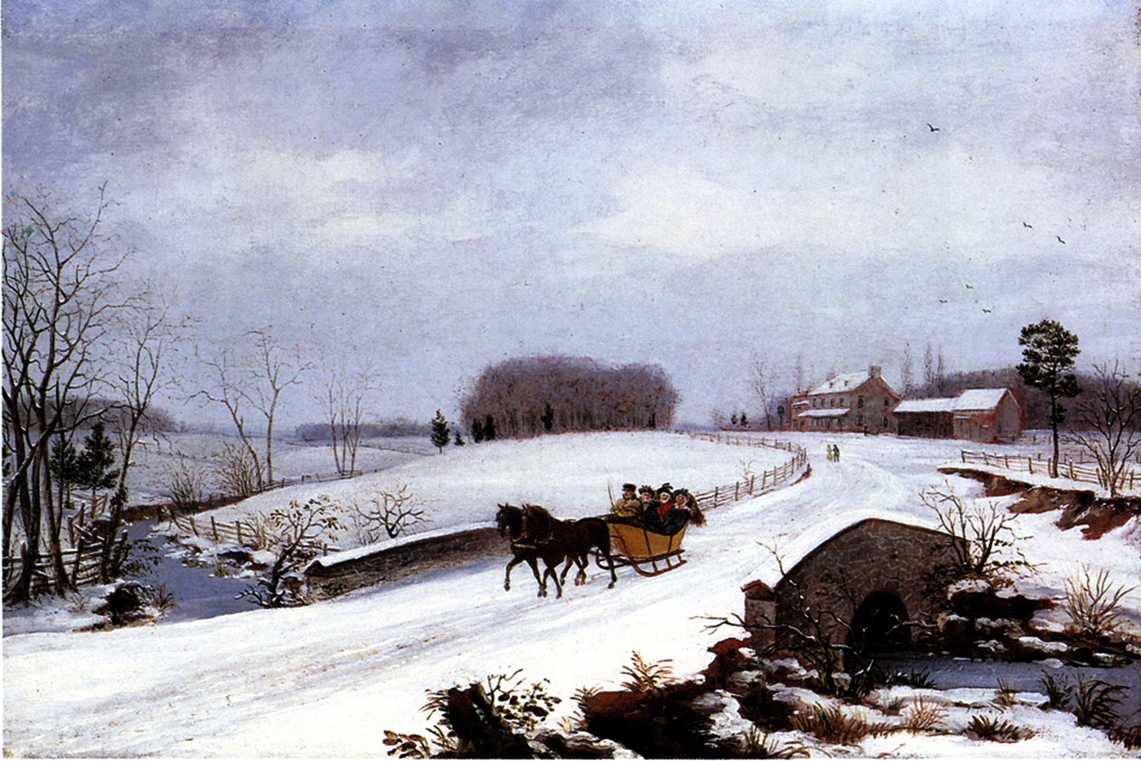 Släde på vintern, 1832 av Thomas Birch