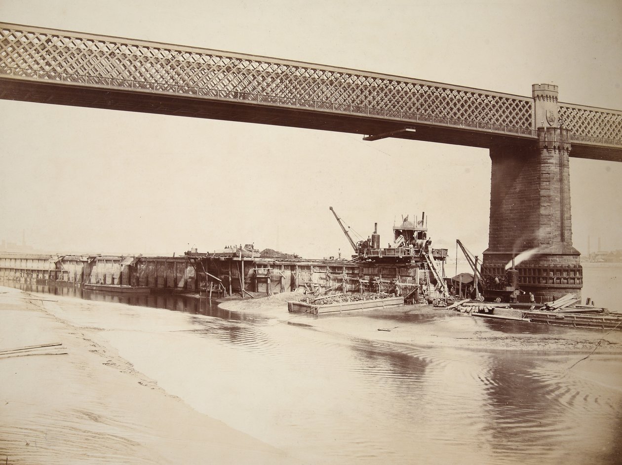 Runcorn Bridge, gör betongvägg (sepiafoto) av Thomas Birtles