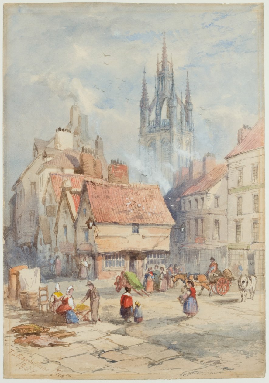 Middle Street, Newcastle upon Tyne (bläck och akvarell på papper) av Thomas Charles Leeson Rowbotham