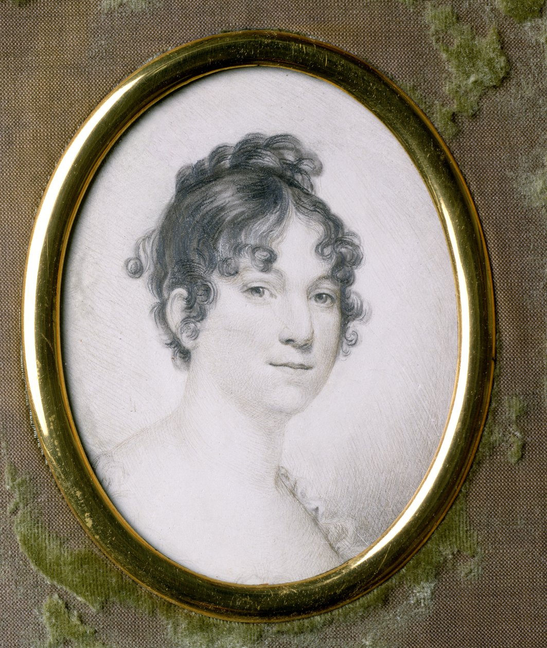 Dolley Madison (1768-1849) (penna på elfenben) av Thomas Christian Lubbers