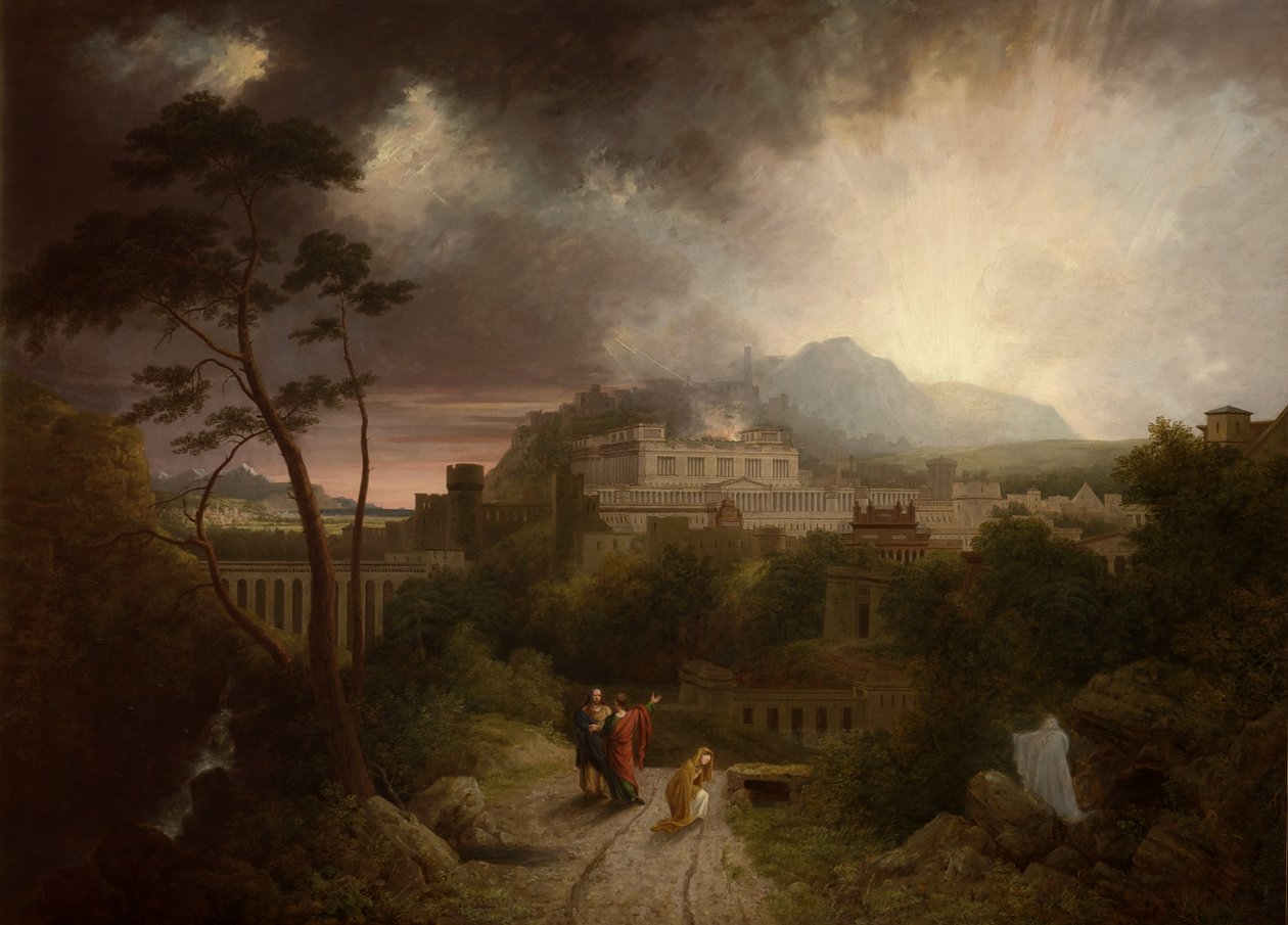 Kristus visar sig för Maria Magdalena med utsikt över Jerusalem bortom vid tiden för korsfästelsen av Thomas Christopher Hofland