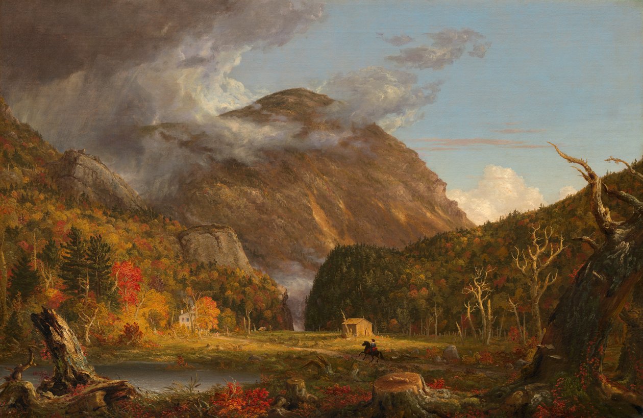 En vy över bergspasset som kallas för de vita bergens klyfta (Crawford Notch) av Thomas Cole