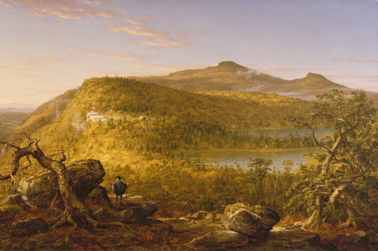 Utsikt över de två sjöarna och bergshuset, Catskill Mountains, 1844 av Thomas Cole