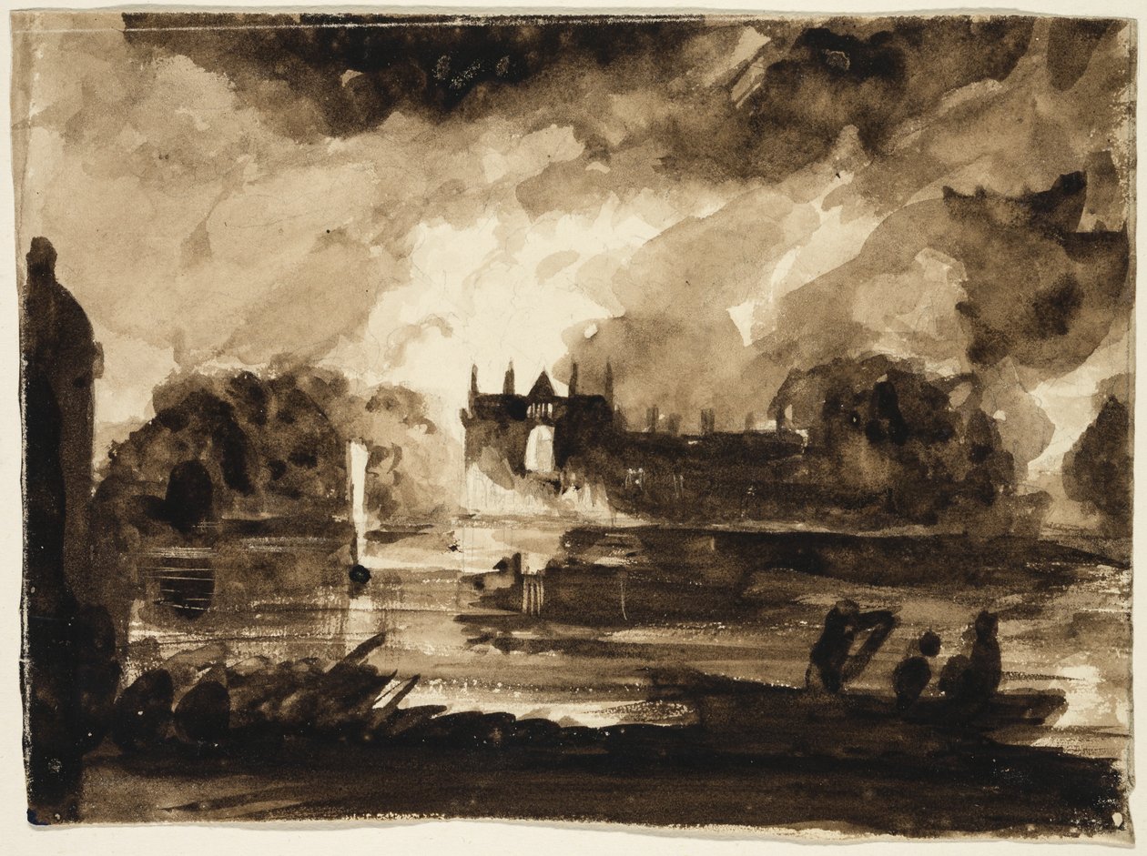 Effekt för Newstead Abbey, Nottinghamshire, England, 1830 (bruntvätt över blyerts på papper) av Thomas Cole