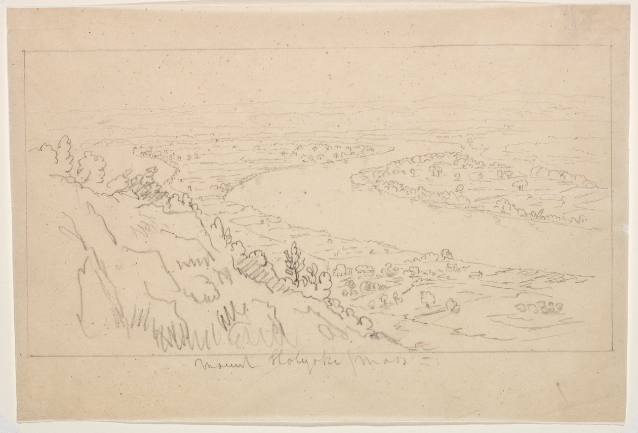 Mount Holyoke, Massachusetts (grafit på kalkerpapper) av Thomas Cole