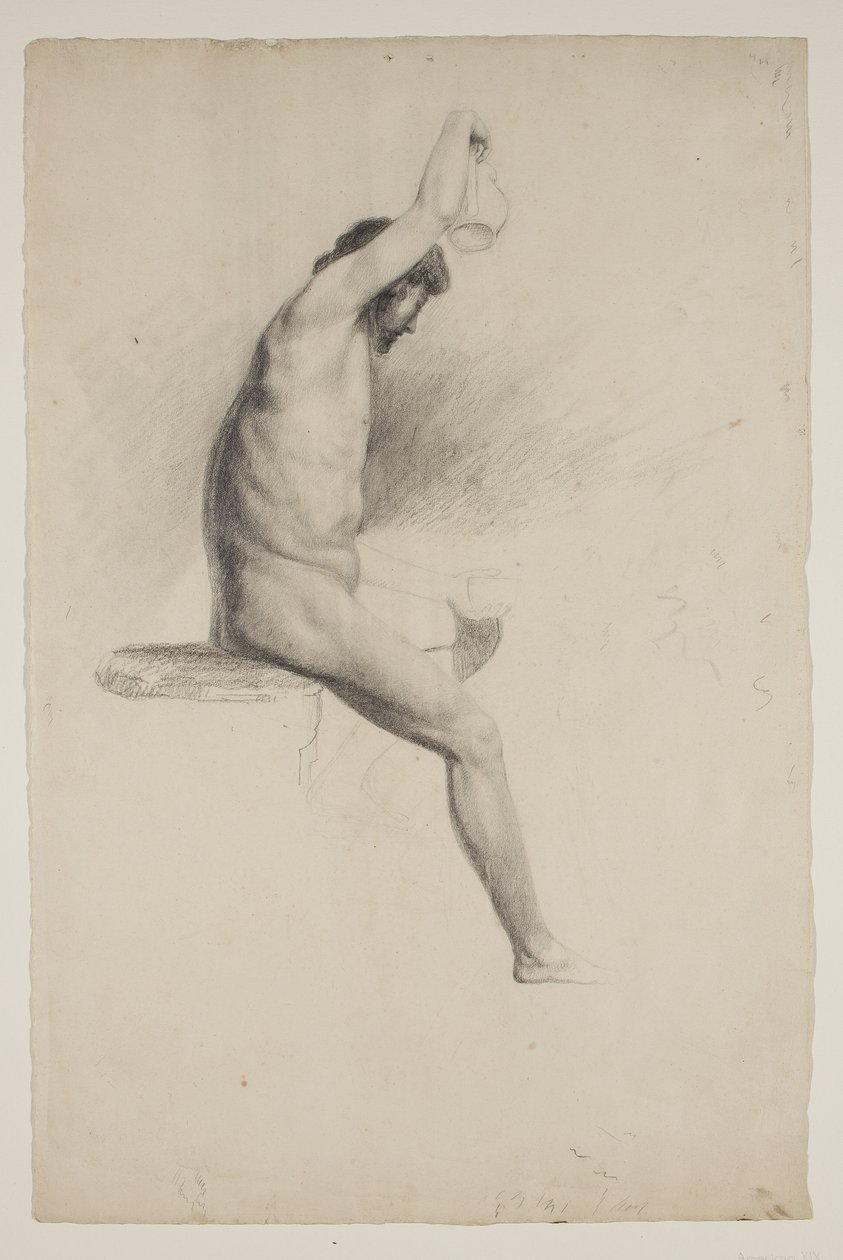 Naken sittande mansfigur, ca 1832 av Thomas Cole