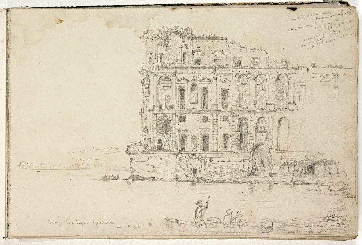 Palazzo della Regina Giovanna, Neapel, ca 1832 av Thomas Cole