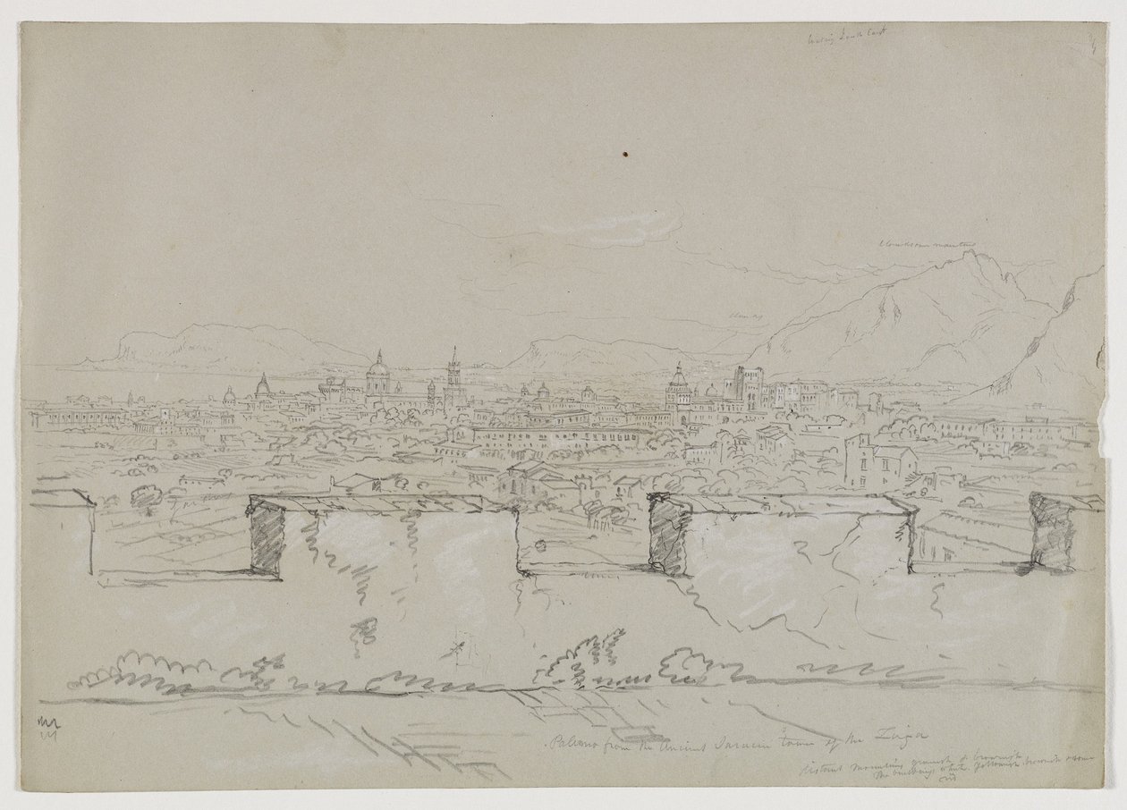 Palermo, Sicily, kutoka Mnara wa Saracen wa Kale wa Zisa, 1842 swed av Thomas Cole