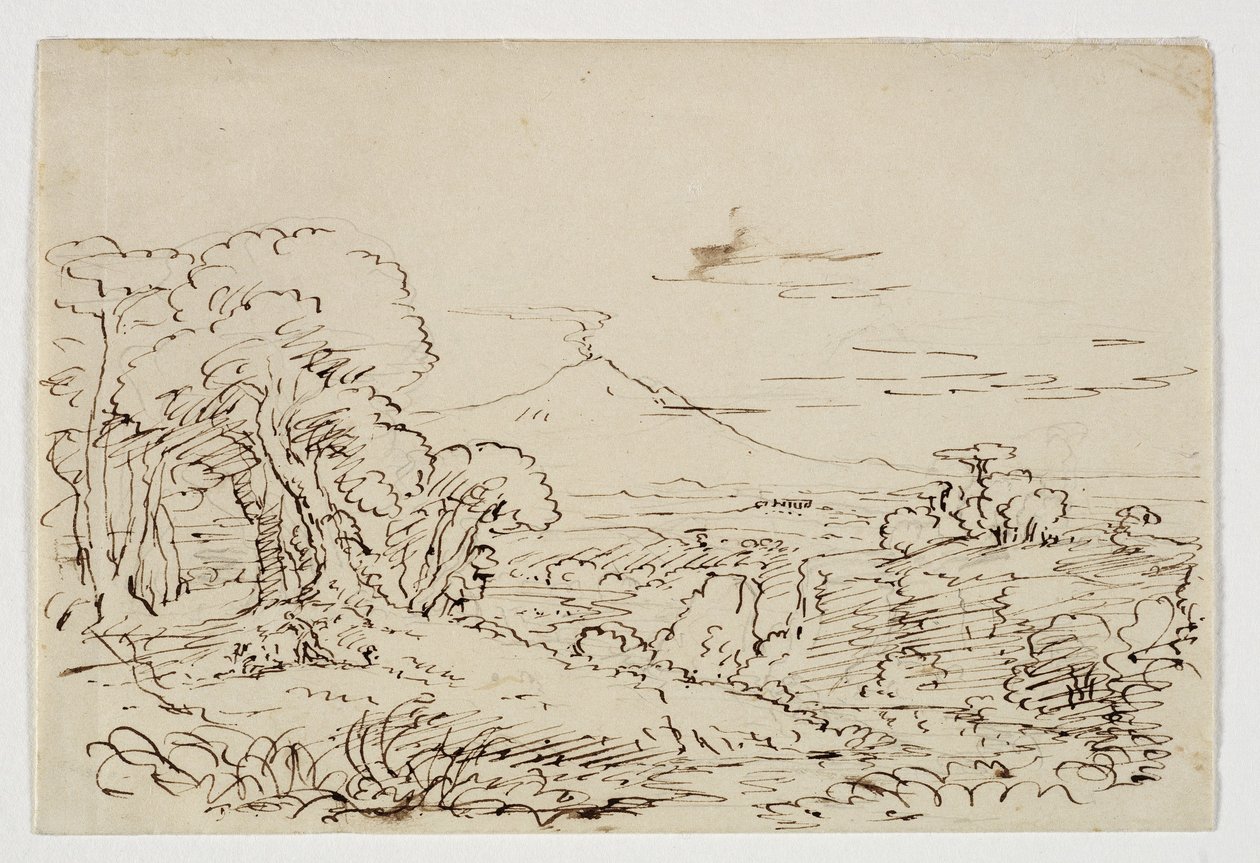 Prosperine samlar blommor i Ennas dal, ca 184647 (penna och bläck över blyerts på papper) av Thomas Cole