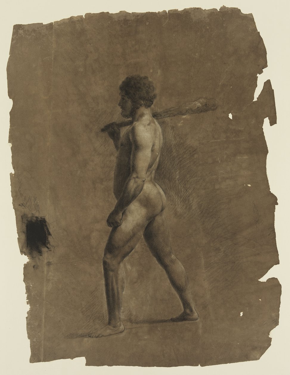 Stående naken mansfigur (kritor på papper) av Thomas Cole