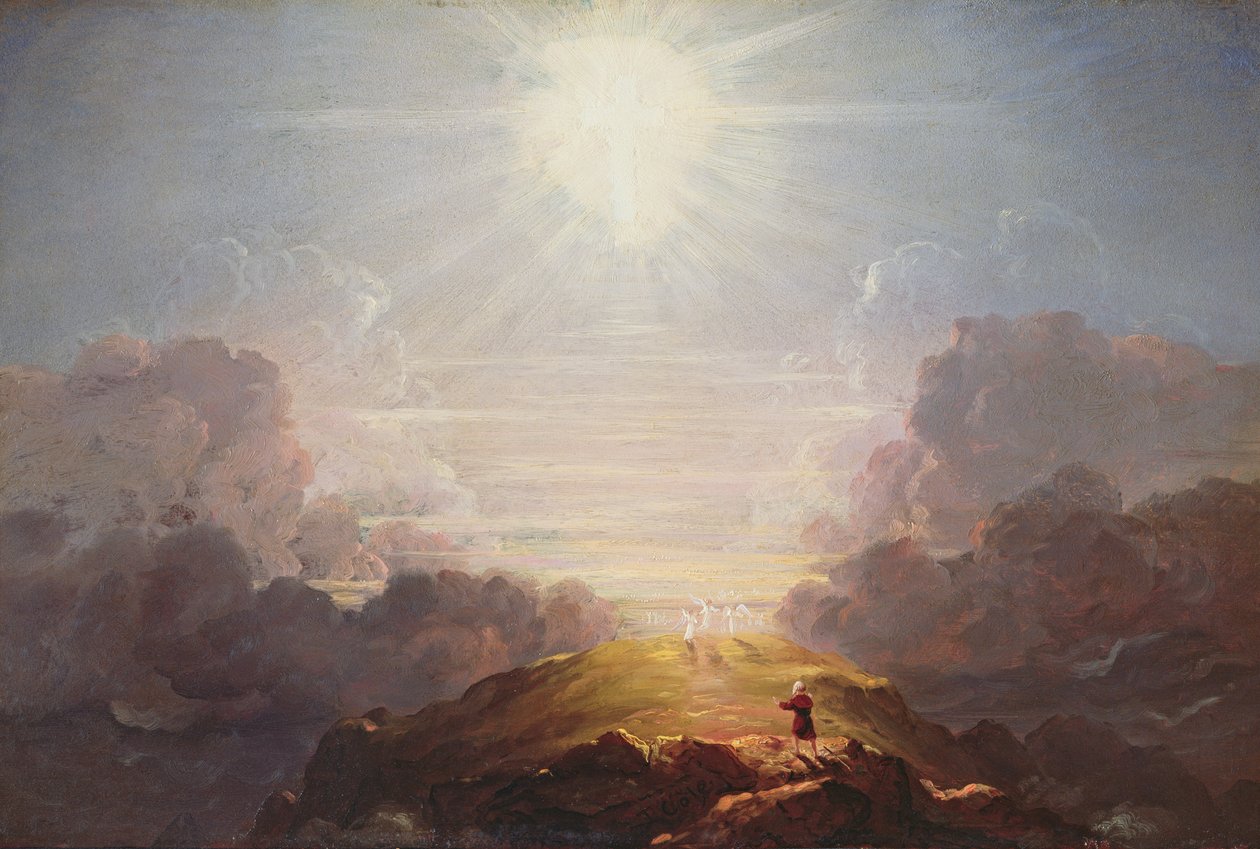 Studie för korset och världen, c.1846 av Thomas Cole
