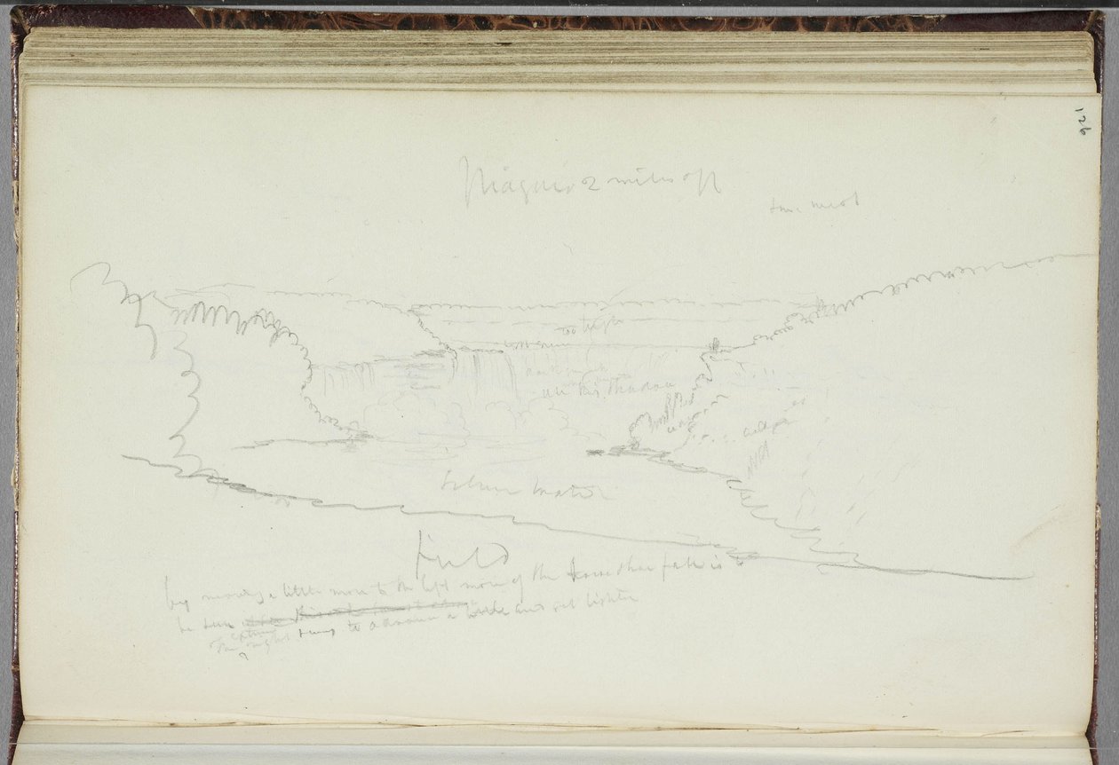 Utan titel, landskap med notationer, 1829 av Thomas Cole