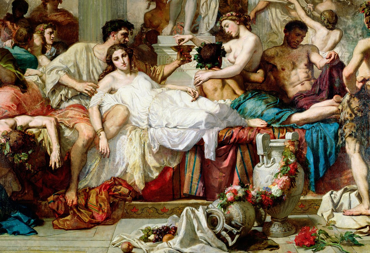 Dekadensens romare, detalj av den centrala gruppen, 1847 (detalj av 36568) av Thomas Couture