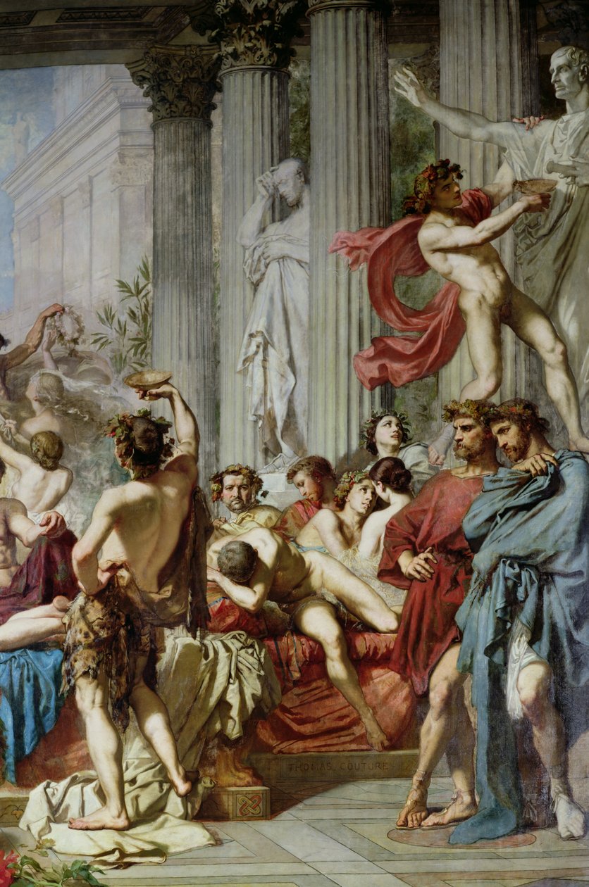 The Romans of the Decadence, detalj av den högra gruppen, 1847 (detalj av 36568) av Thomas Couture