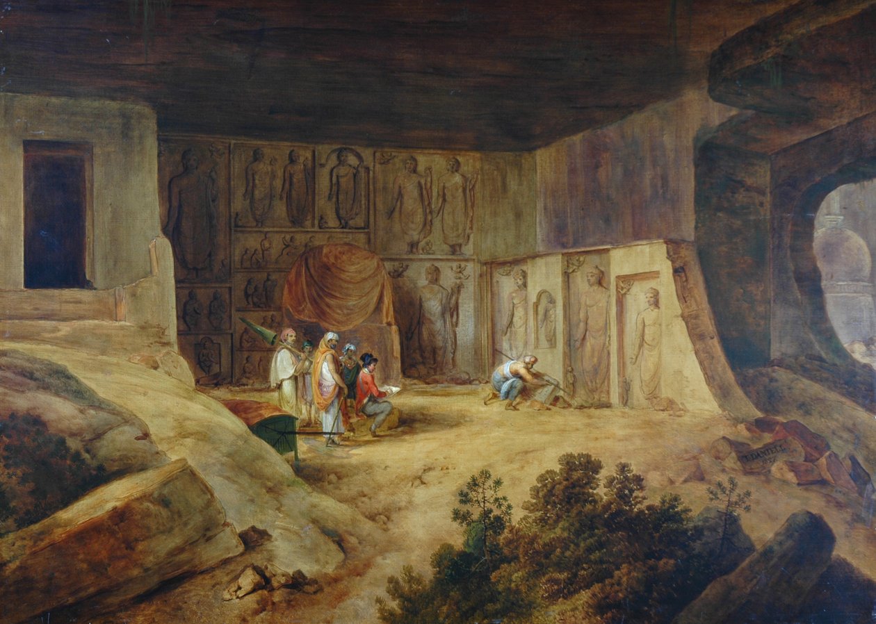 Inuti Kanaree-grottan vid Salsette, 1827 av Thomas Daniell