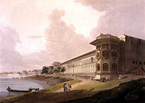 North East View of the Cotsea Bhaug, vid floden Jumna, Delhi, från Oriental Scenery: Twenty Four Views in Hindoostan, 1795 av Thomas Daniell