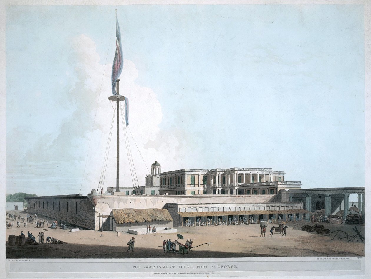 The government house in Ft. St. George, Madras. 1804 av Thomas Daniell