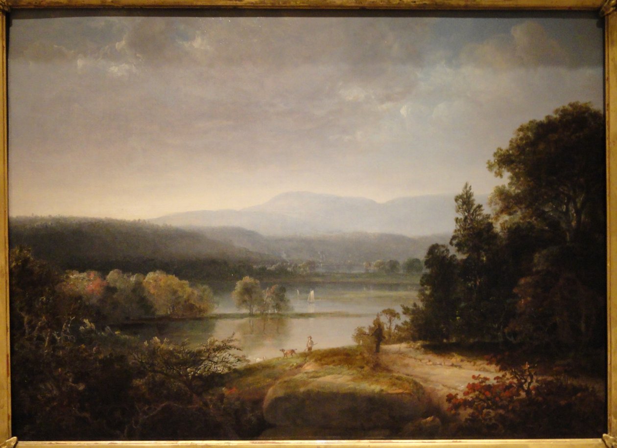 River View with Hunters and Dogs av Thomas Doughty