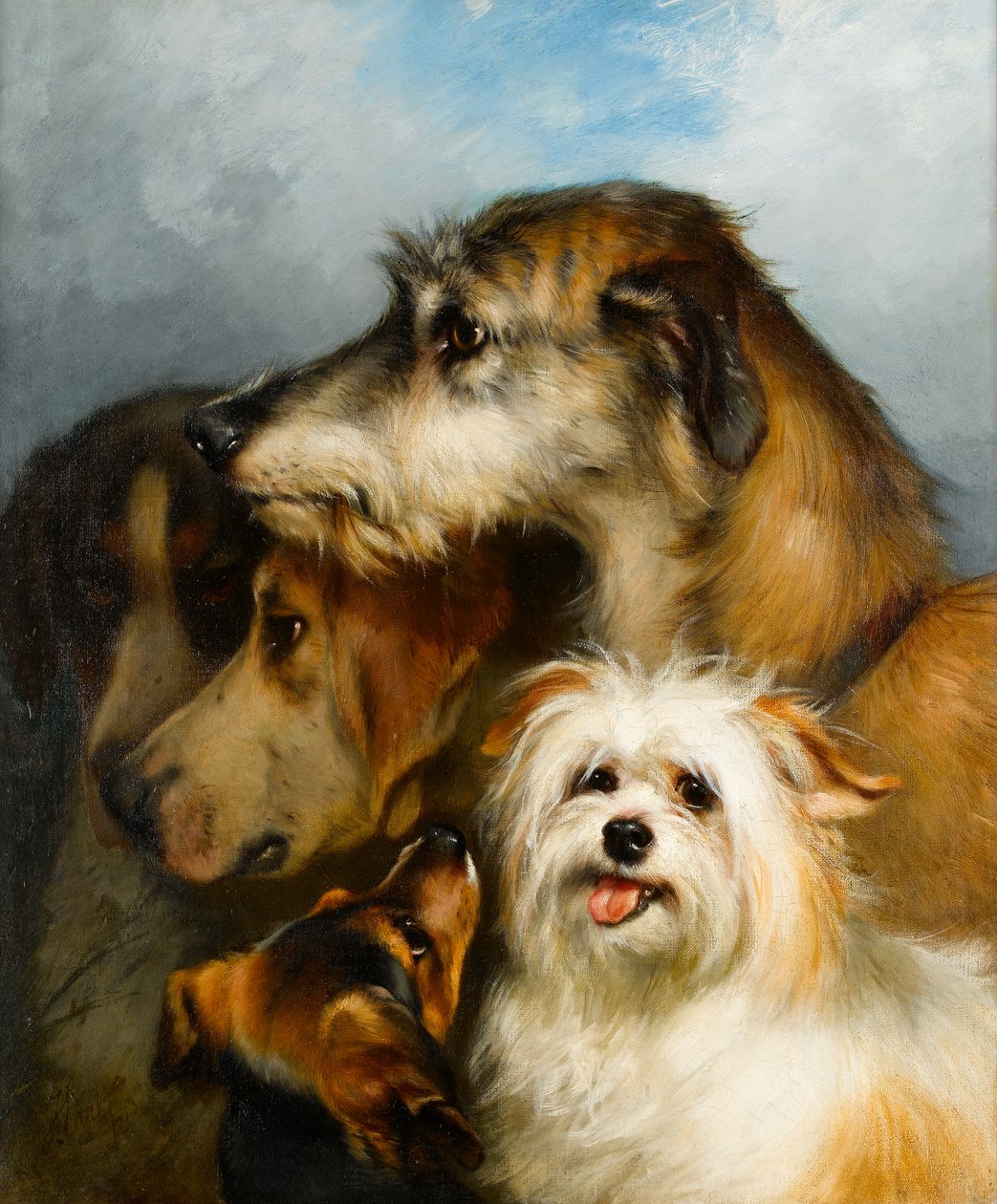 En varghund och sportkamrater, 1863 av Thomas Earl