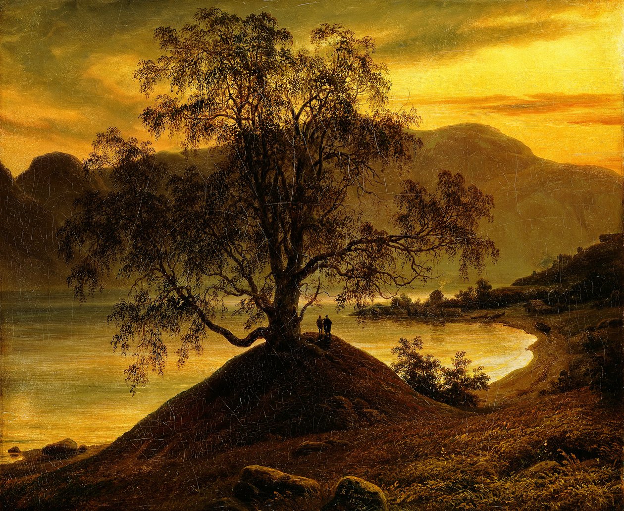 Gammalt björkträd vid Sognefjorden av Thomas Fearnley