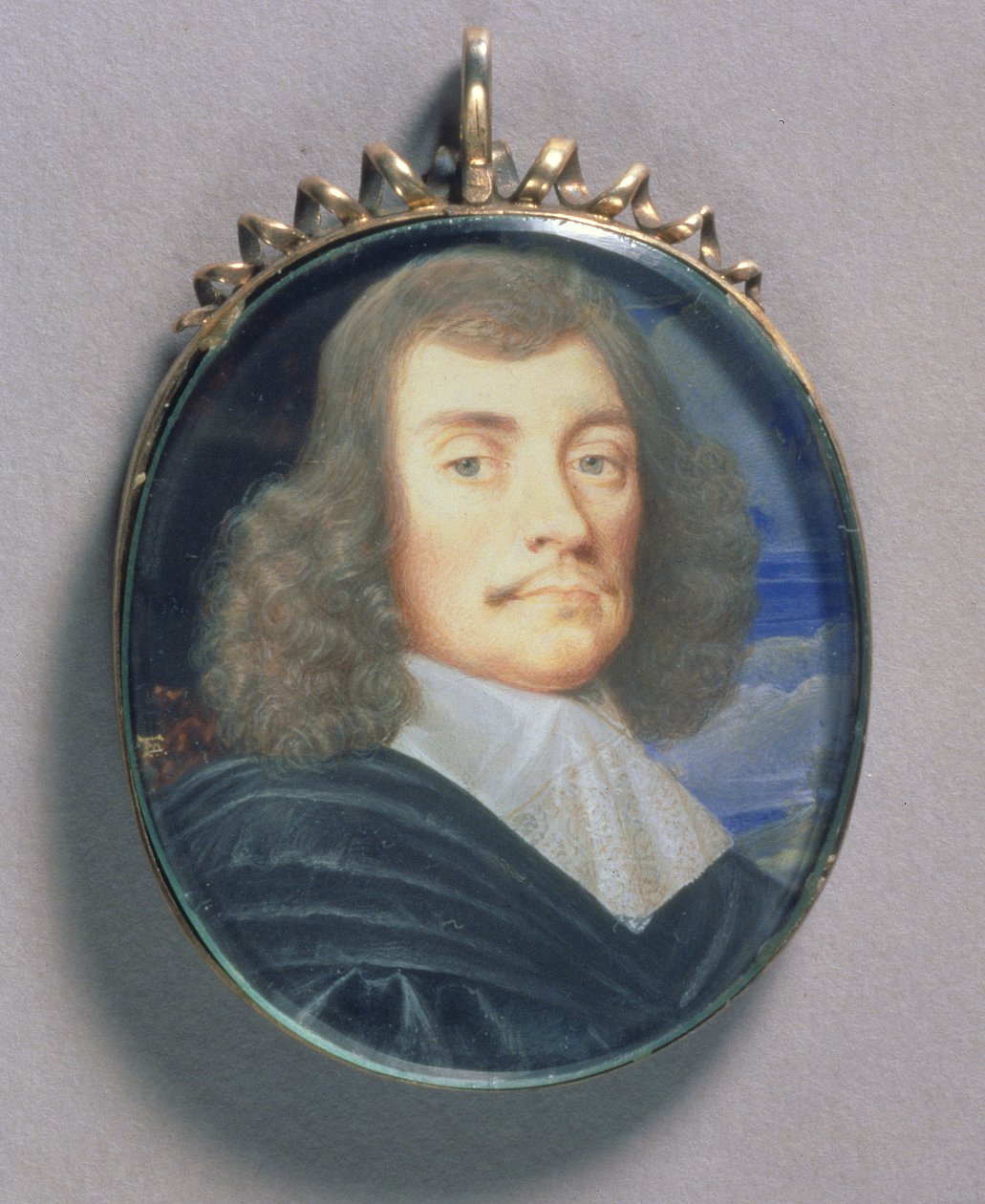 Porträttminiat av en man, möjligen Sir John Wildman, 1675 (wc på pergament) av Thomas Flatman