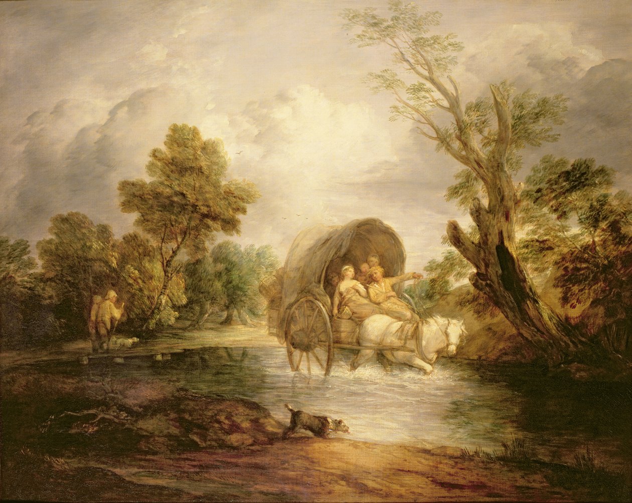 En landsvägsvagn som korsar en Ford, ca 1786 av Thomas Gainsborough