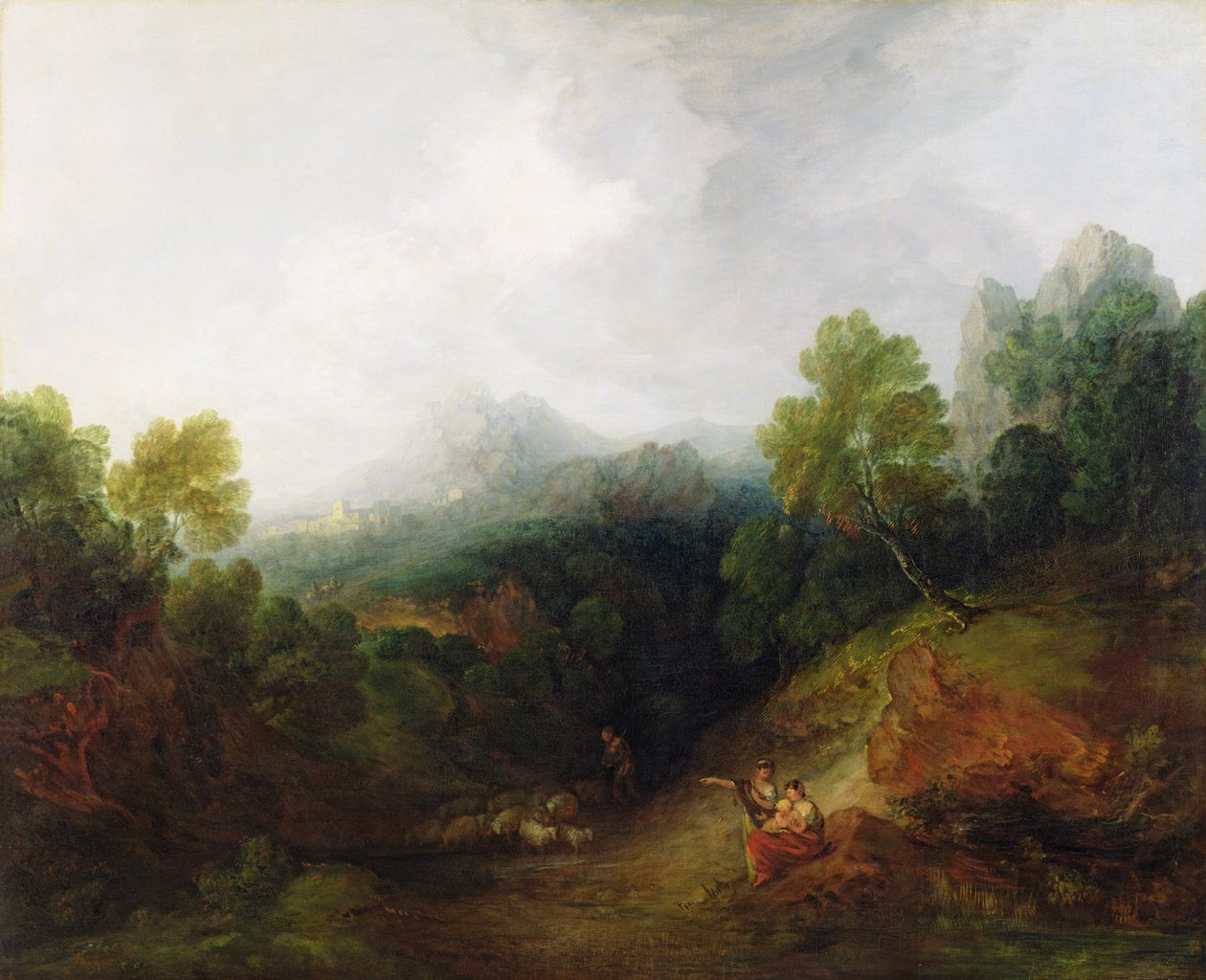 En bergsdal med rustika figurer, c.1773-7 av Thomas Gainsborough