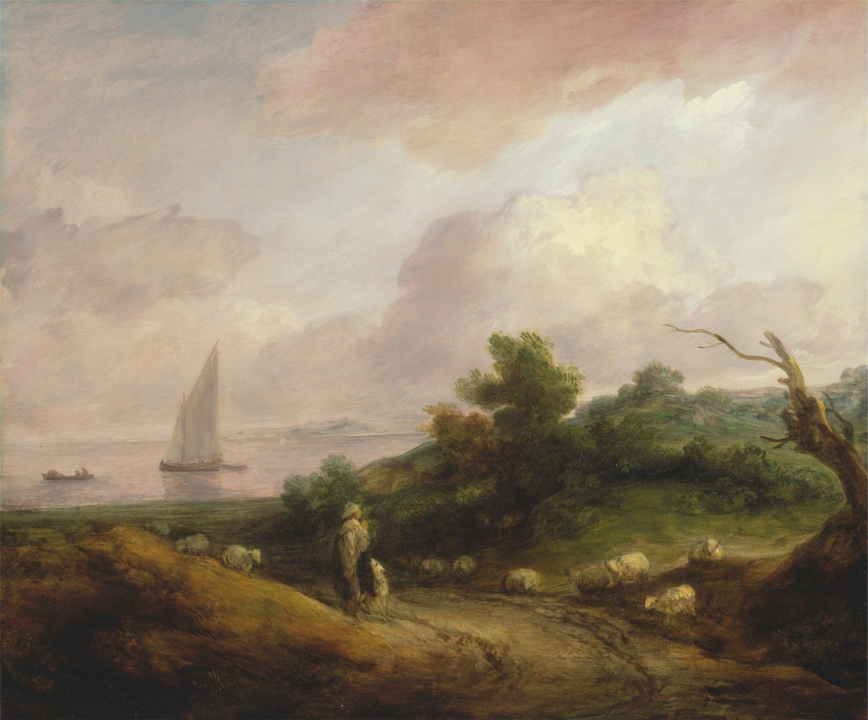 Kustlandskap med en herde och hans flock av Thomas Gainsborough