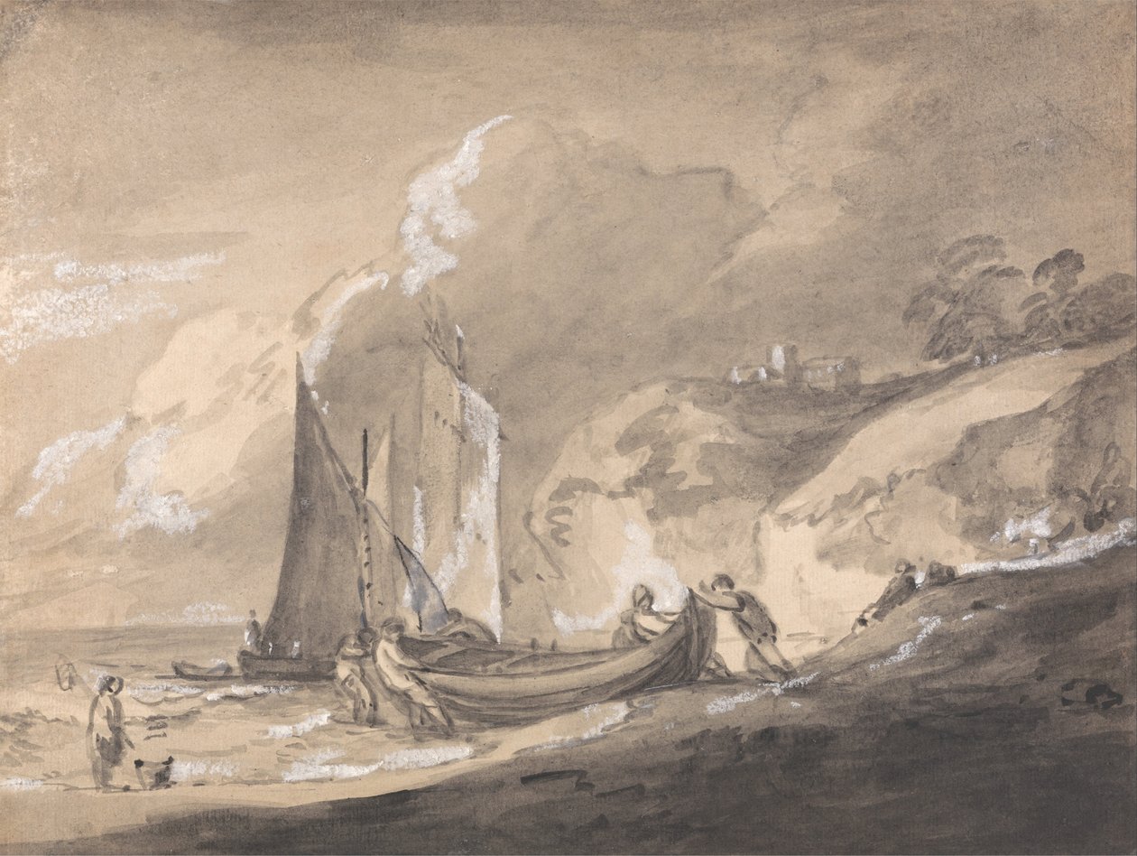 Kustscen med figurer och båtar av Thomas Gainsborough