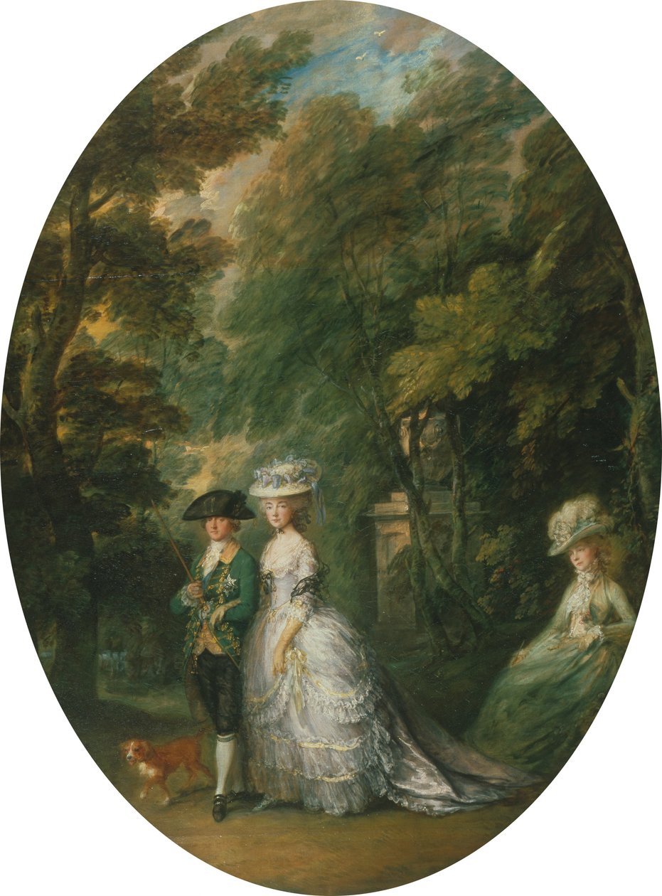 Henry, hertig av Cumberland (1745-90) med hertiginnan av Cumberland (1743-1808) och Lady Elizabeth Lu ... av Thomas Gainsborough