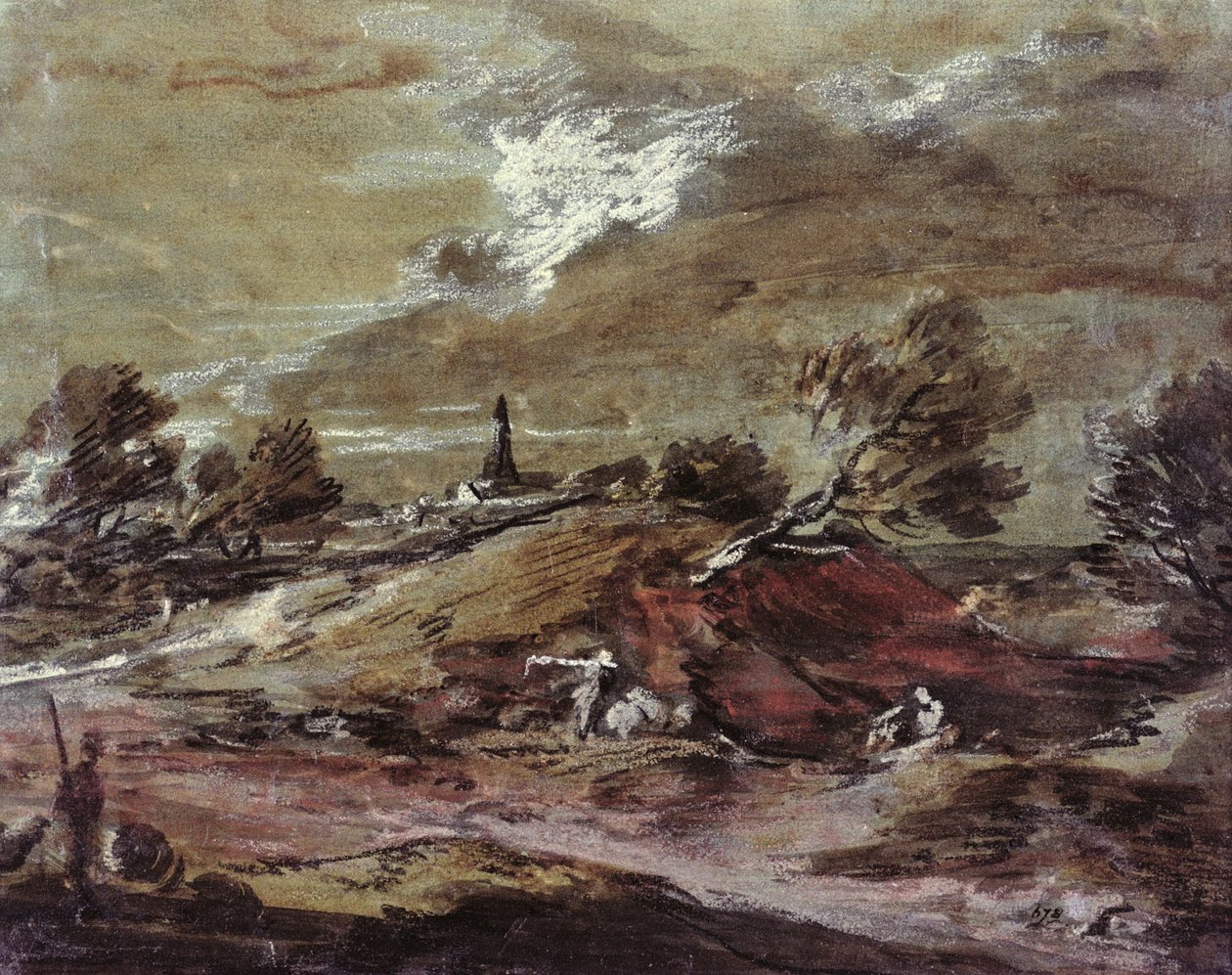 Landskap: Stormeffekt, 1700-tal (akvarell) av Thomas Gainsborough