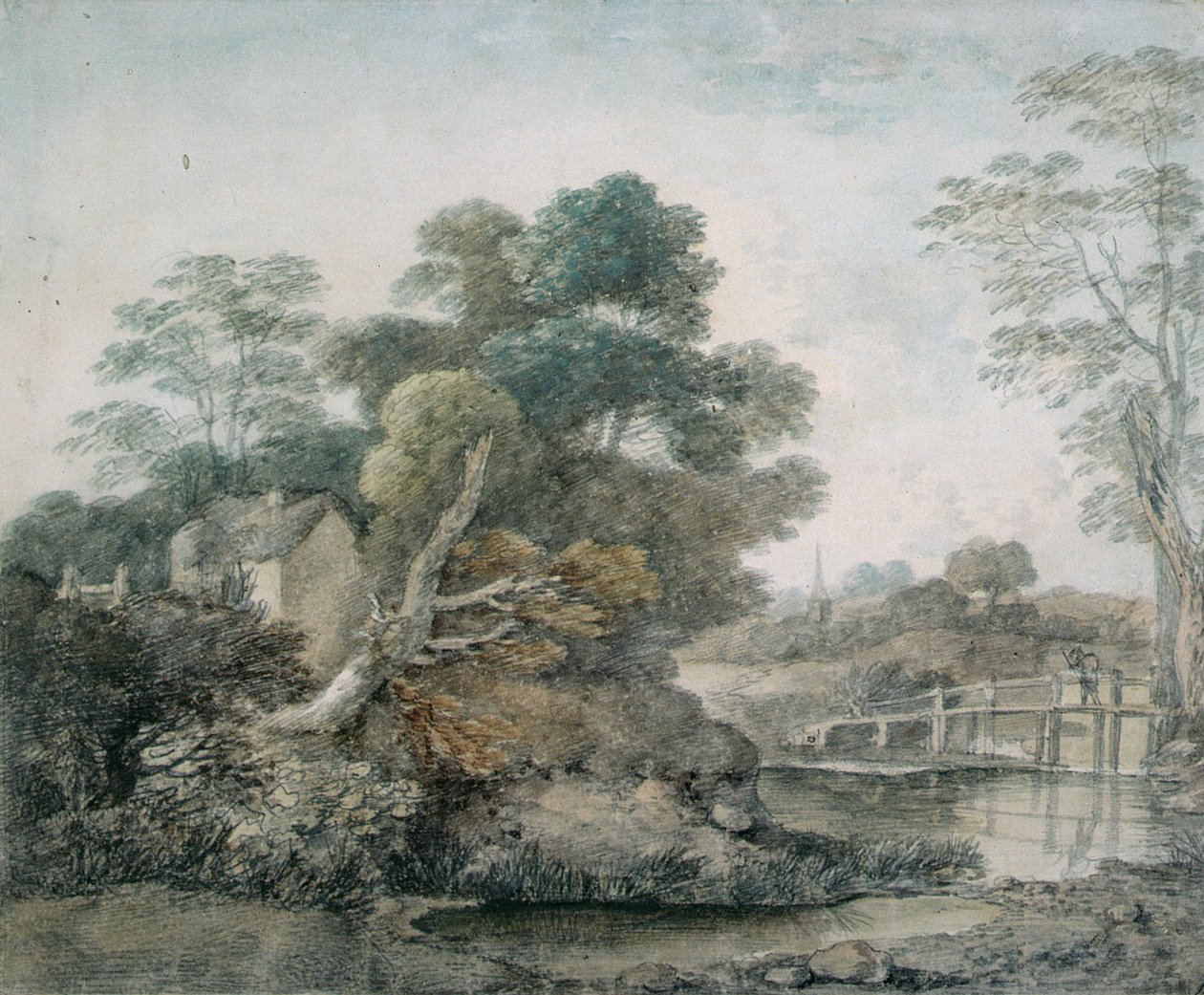 Landskap med stuga och bäck av Thomas Gainsborough