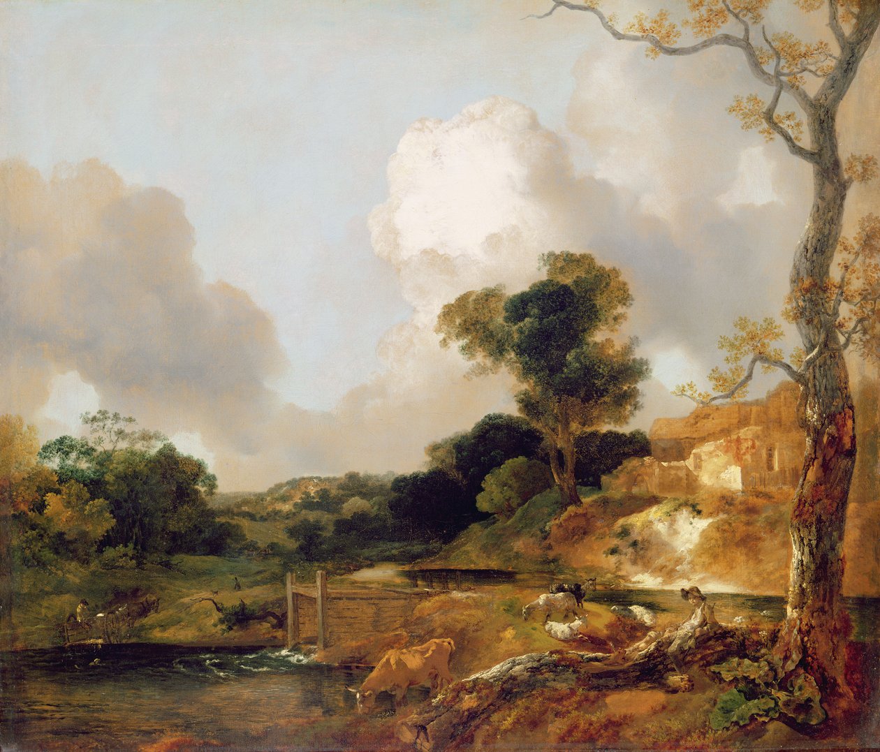 Landskap med ström och dam av Thomas Gainsborough