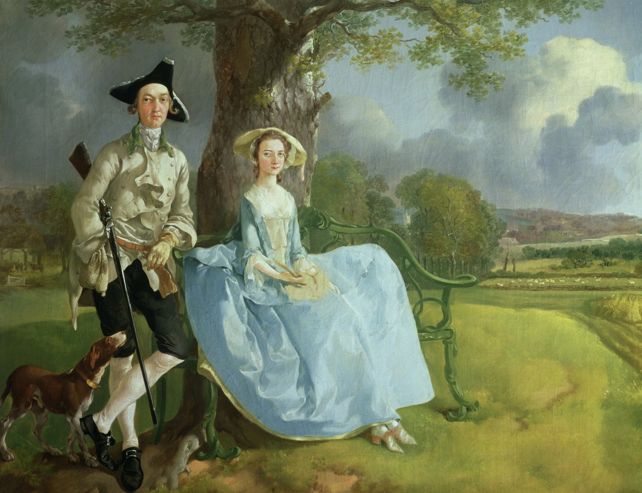 Mr and Mrs Andrews, ca 1748-9 olja på duk detalj av 467 av Thomas Gainsborough