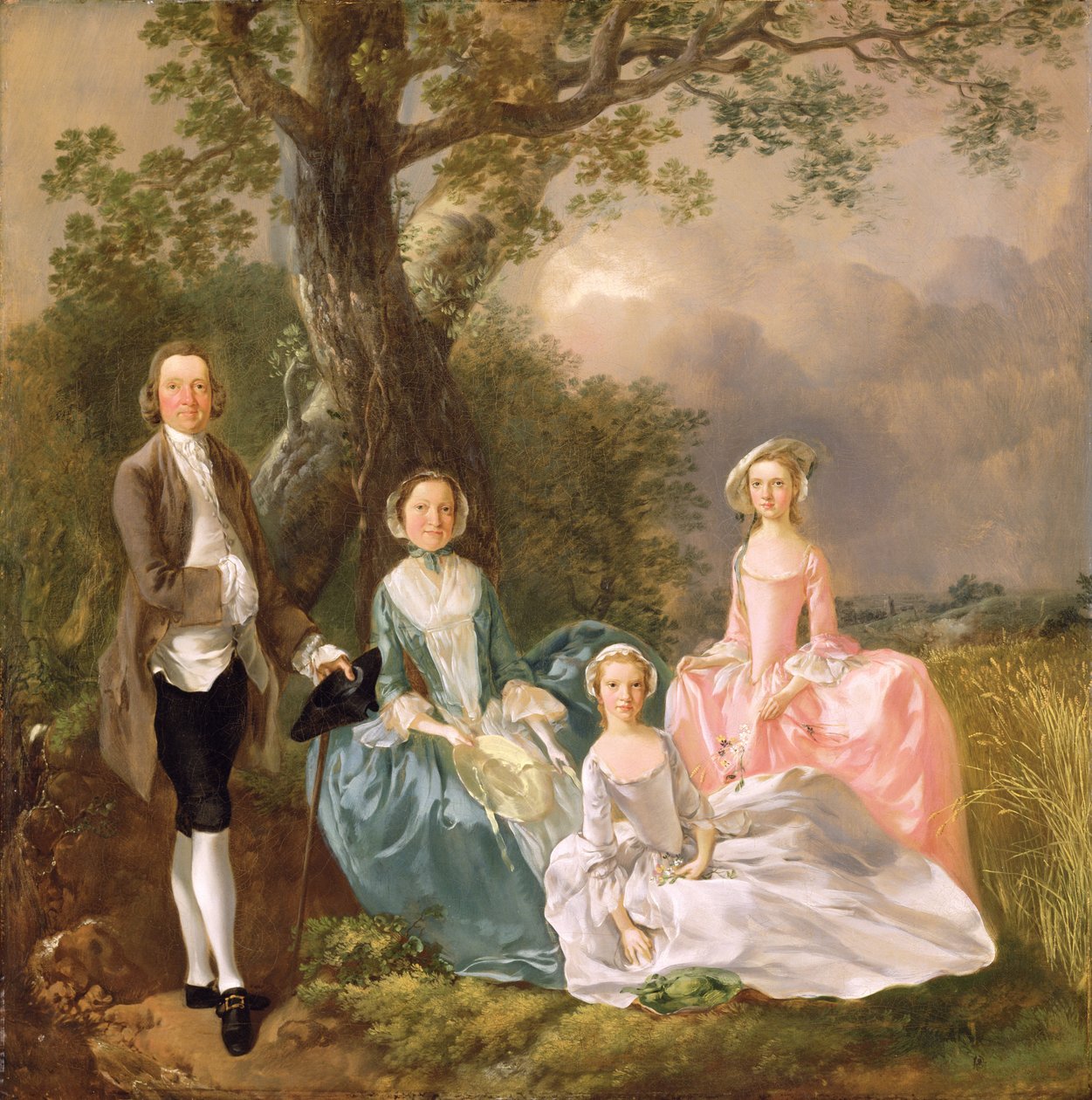 Mr och Mrs John Gravenor och deras döttrar, Elizabeth och Ann av Thomas Gainsborough