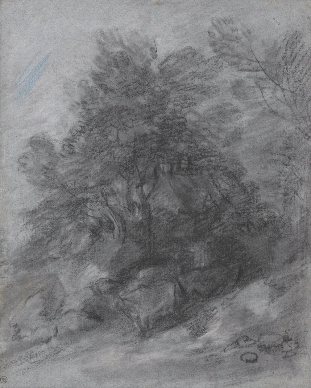 Skogslandskap med boskapsskötare, kor och stuga av Thomas Gainsborough
