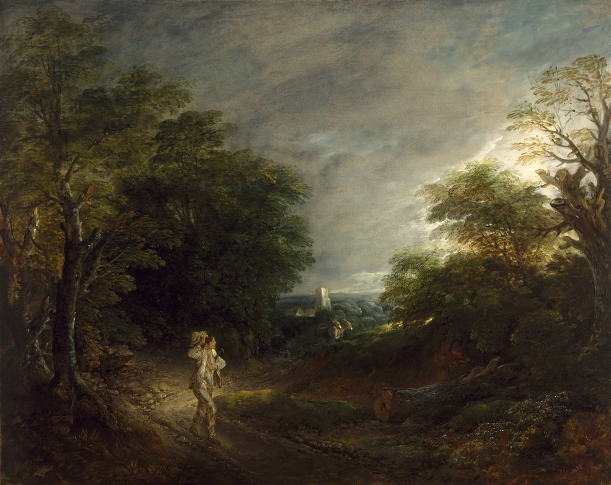 Skogbevuxen landskap med en vedhuggare, c.1762-63 av Thomas Gainsborough